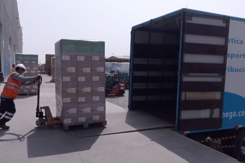 cargando paletas a piura